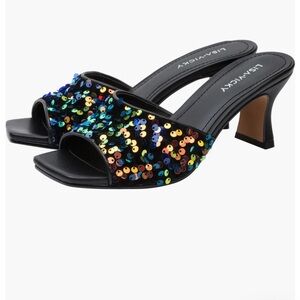 Nordstrom Lisa Vicky "Pretty" slide on sandal, multicolor sequin size 7 NIB